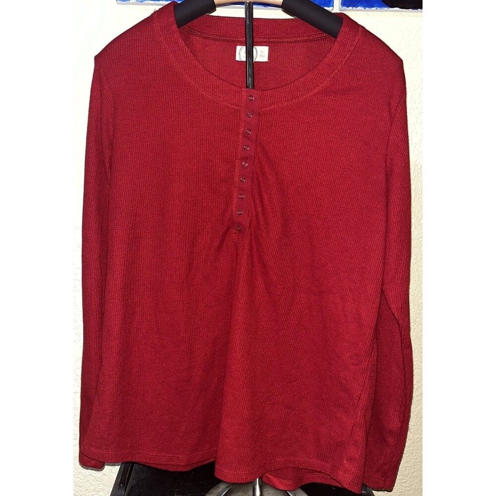 Maurices Red Henley Shirt Womens Size XL